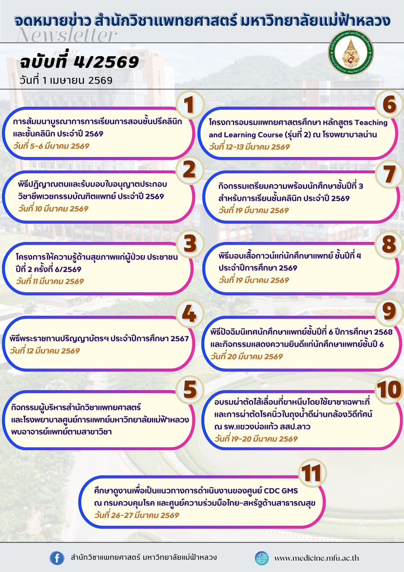 จดหมายข่าวสำนักวิชาแพทยศาสตร์ ฉบับที่ 4/69